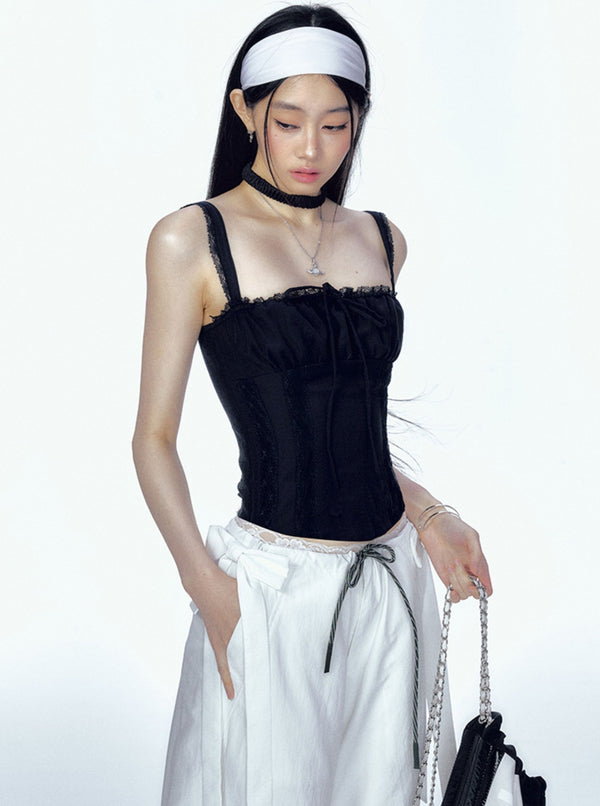 Summer Navy Lace Camisole Top