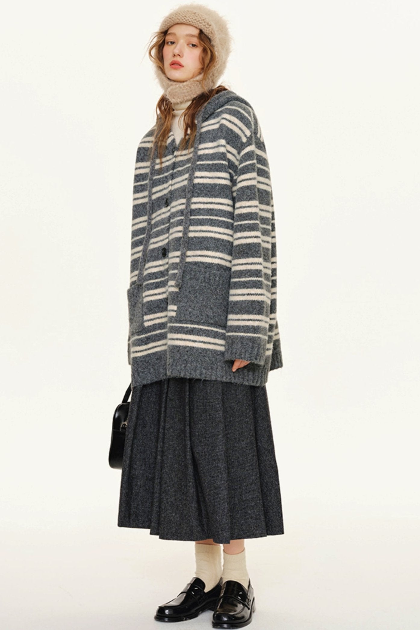 Striped Long-SLEEVE WOOL CARDIGAN