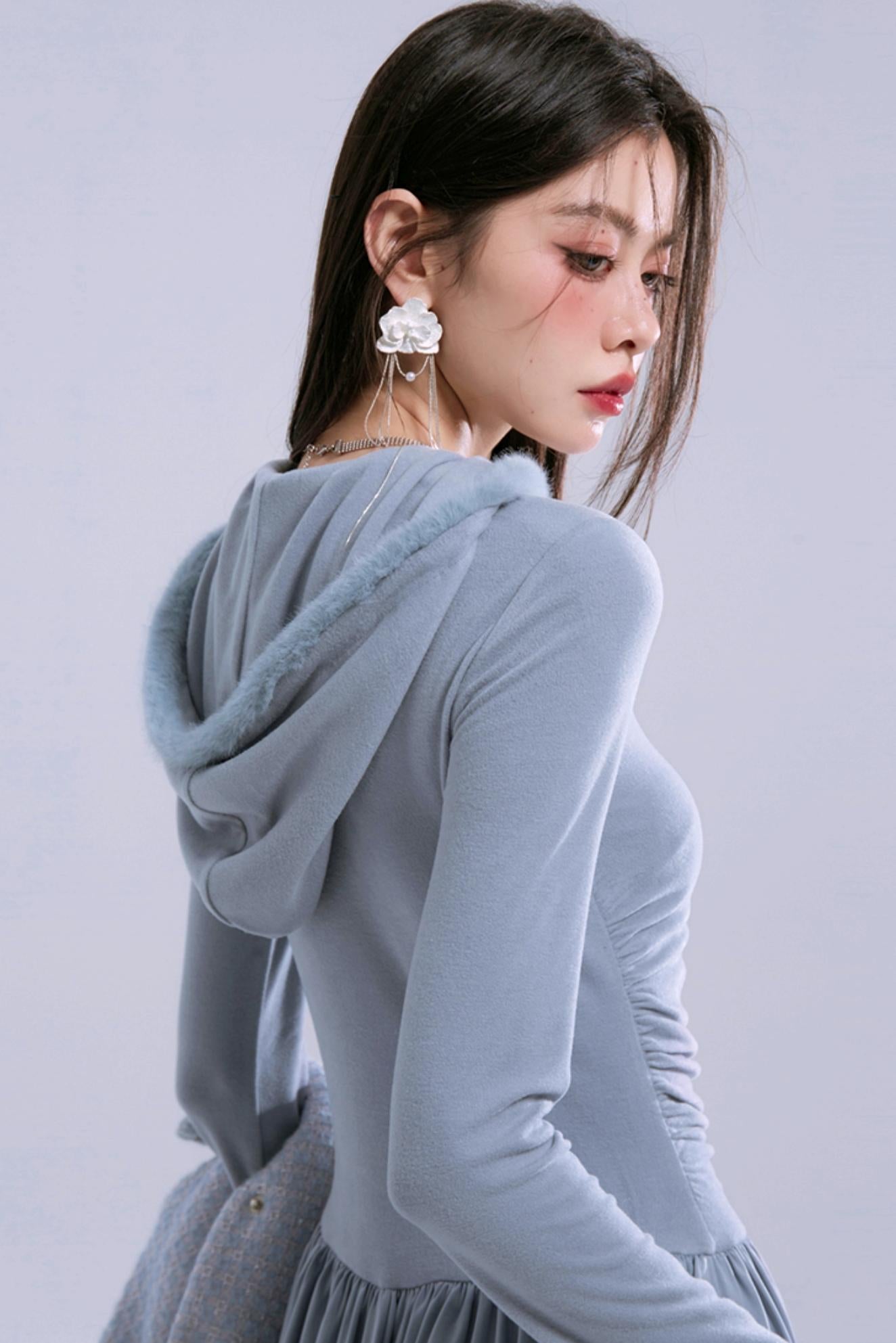 Robe à capuche bleu-gris Taylor 