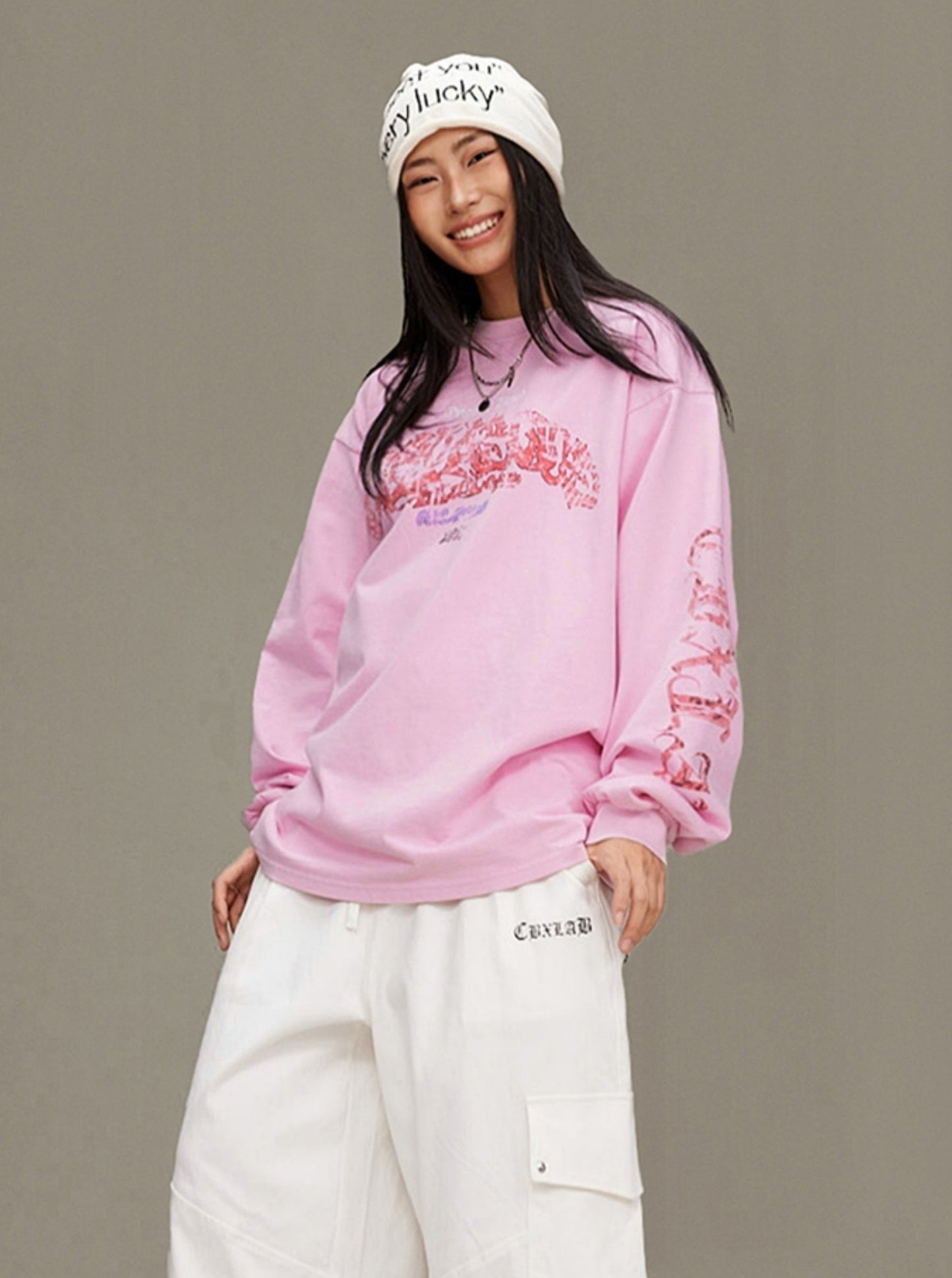 Hip Hop Trendy Marke Rosa Sweatshirt