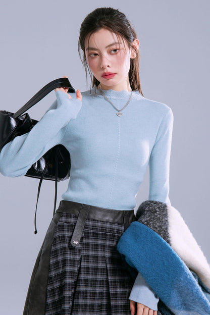 Twisted Wave Collar Wool Base Layer Top