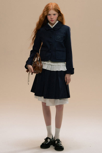 Navy Youth College Tweed Girl Set-Up