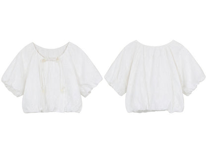 Puff Sleeve White Fairy Lace Top