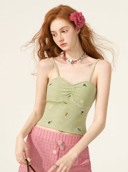 Flower Embroidery Camisole Top