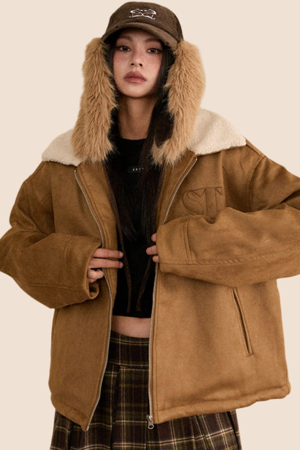 사슴가죽 벨벳 따뜻한 면 재킷 