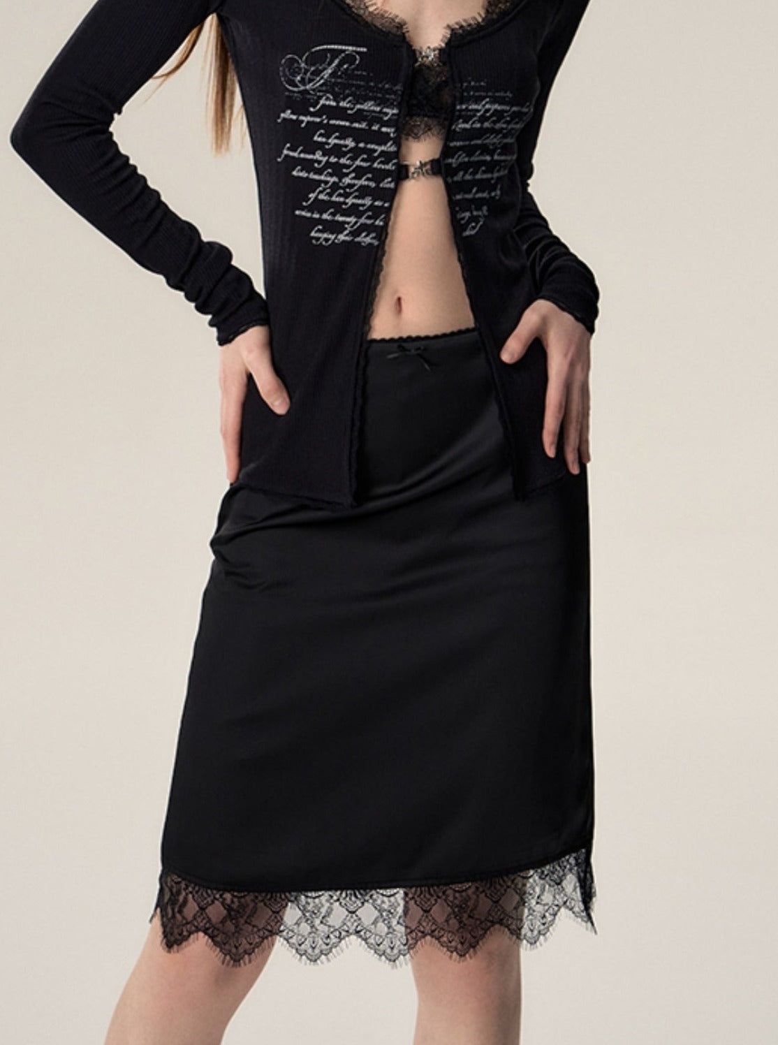 Low-Waisted Straight Midi Skirt