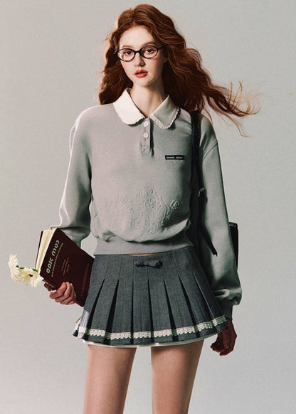 Preppy Gray Pleated Skirt