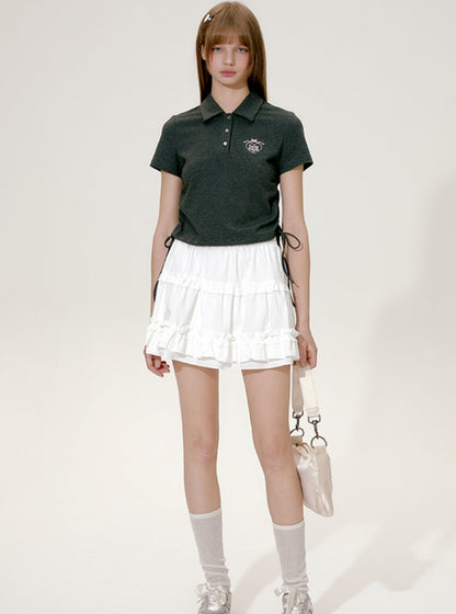 Short Sleeve Polo & Pleated Skirt Set-Up