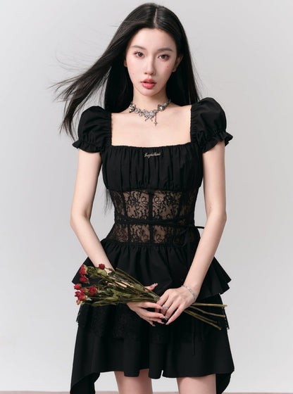 Black Romance Lace Cut-Out Dress