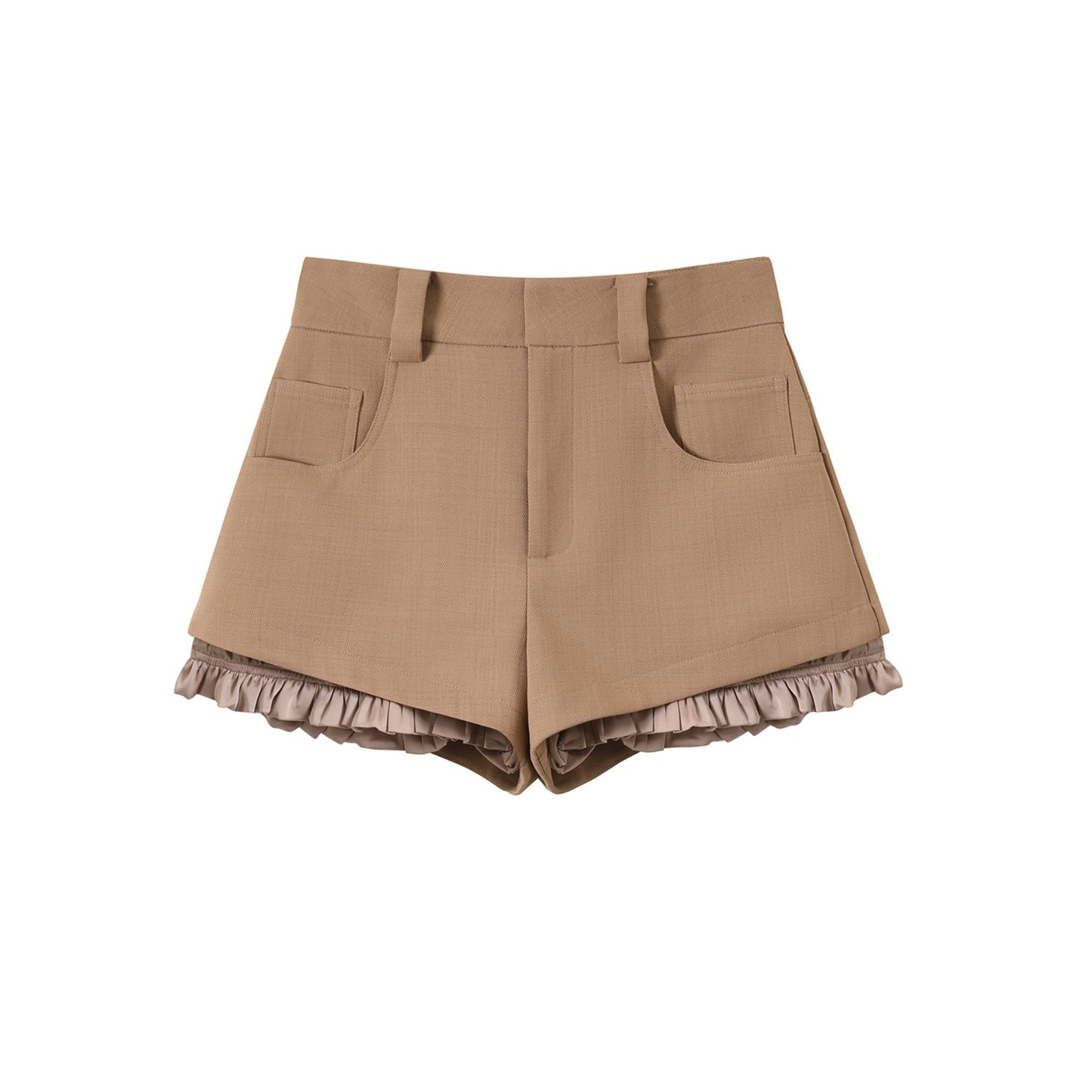 Khaki High-Waist Shorts