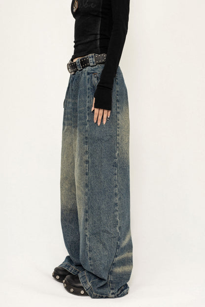 American Retro Design Wide-Leg Jeans