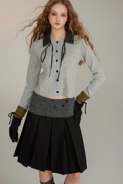 Cropped Wool Lace Cardigan