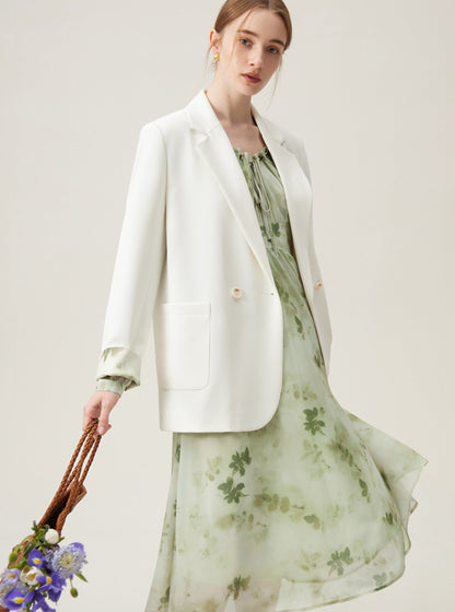 French Temperament Mint Floral Dress