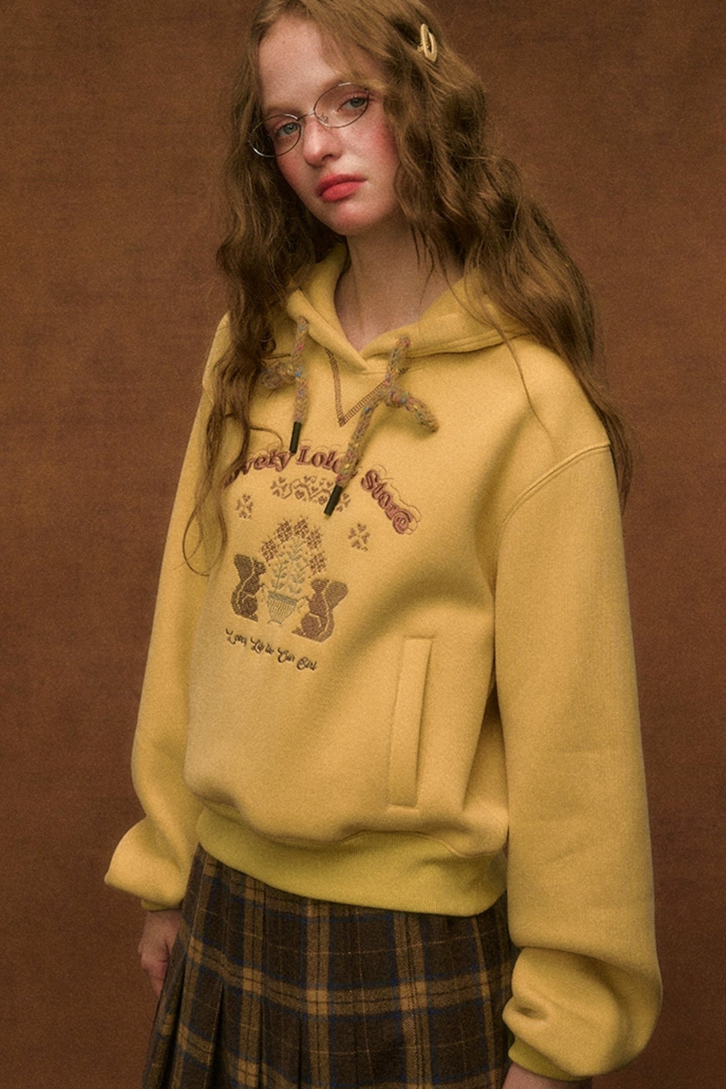 Embroidered Wool Pullover Hoodie