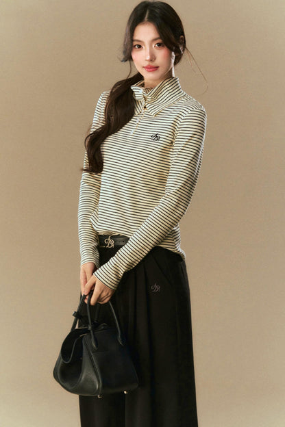 Pile Collar Striped Base Shirt