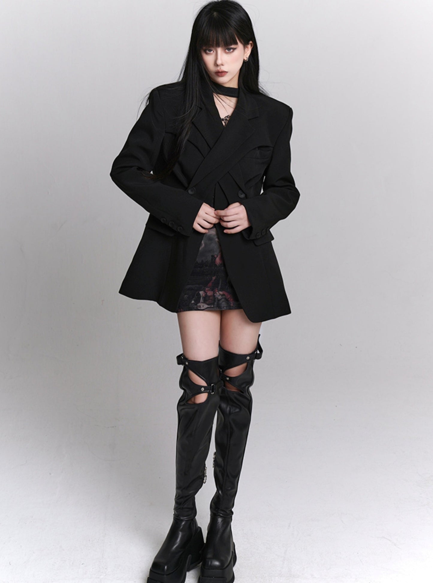 High-End Niche Black Blazer Coat