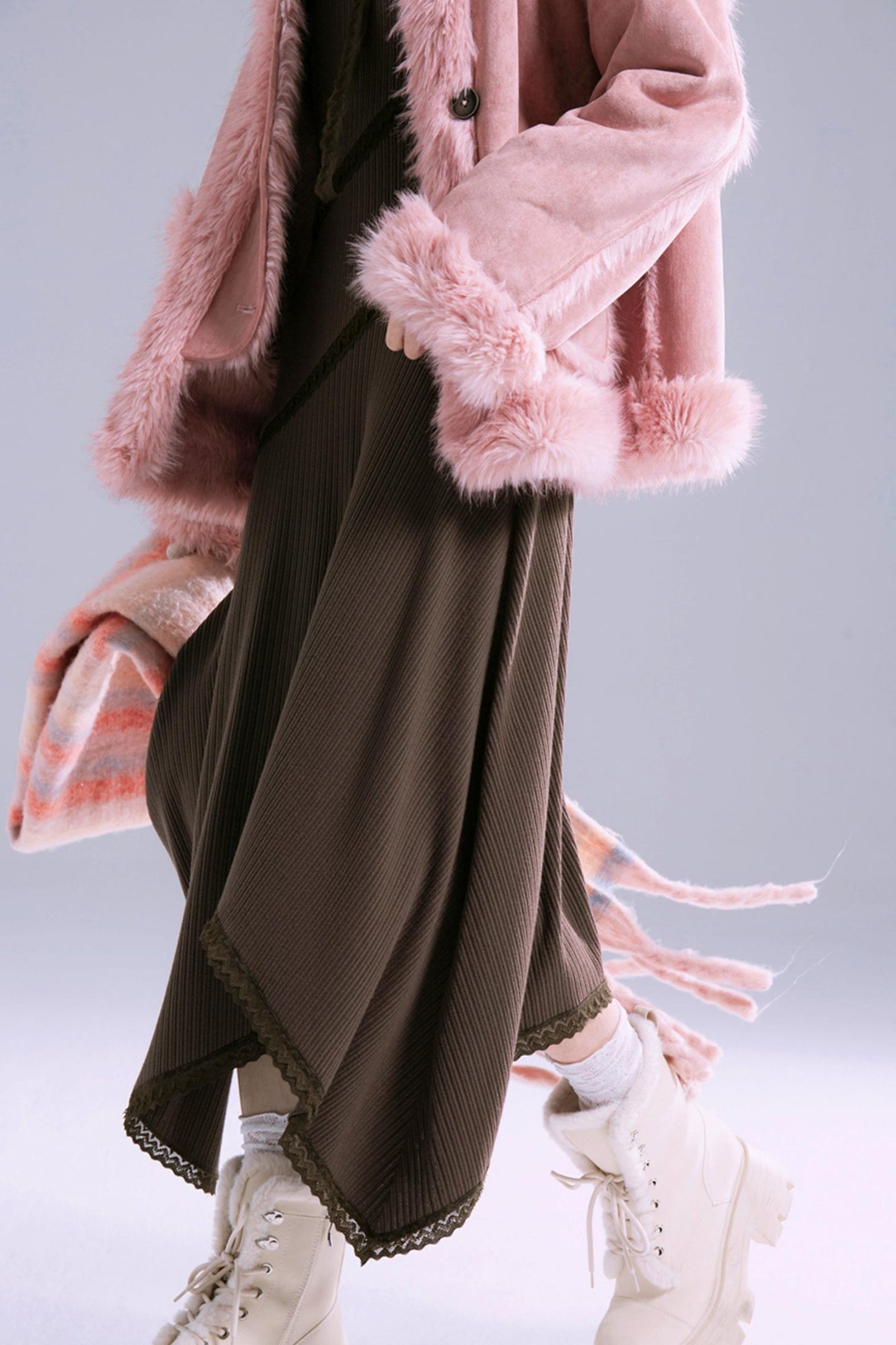 Asymmetric Lace Knitted Dress