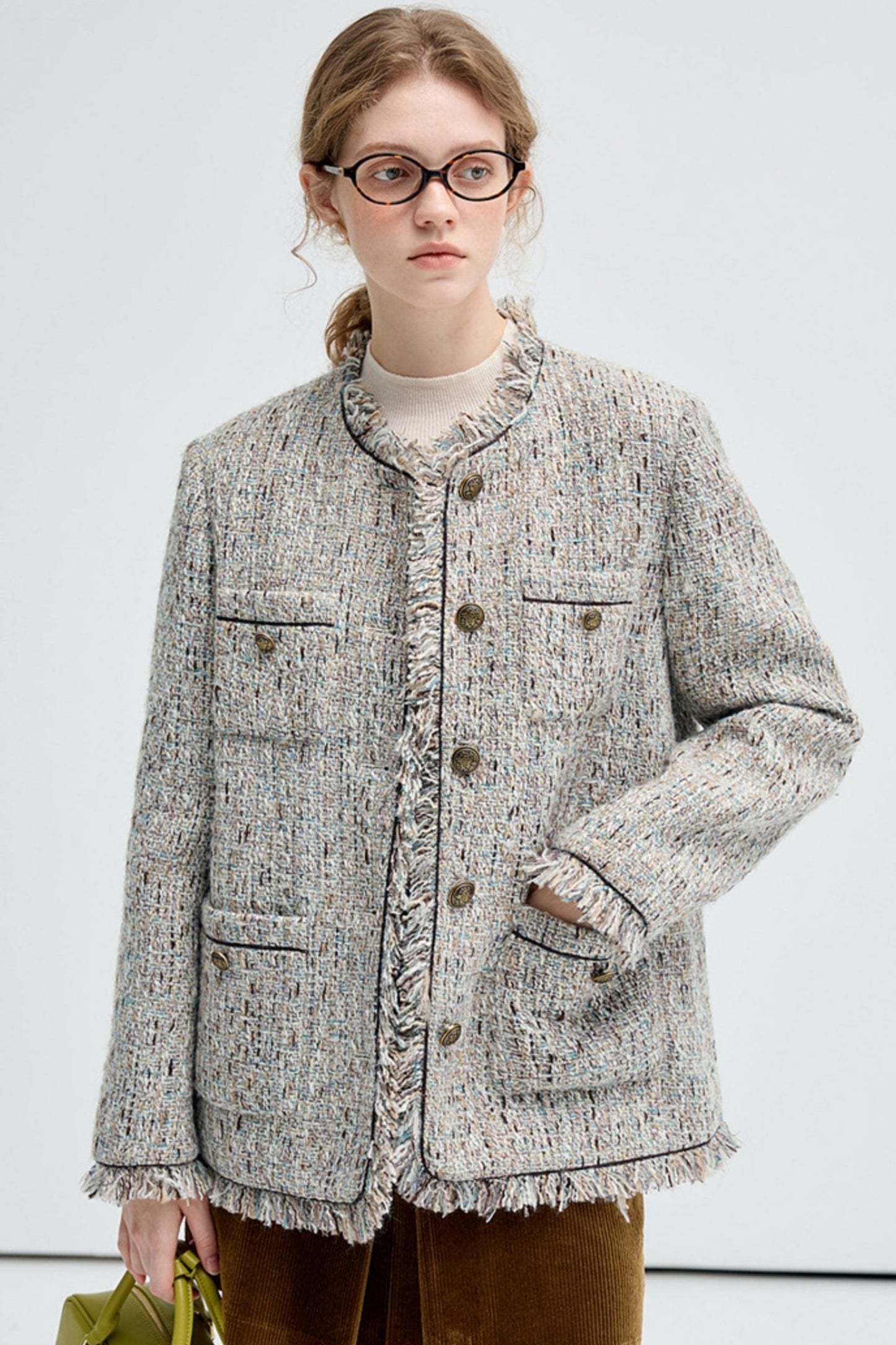 Wool Blend Variegated Short Jacket