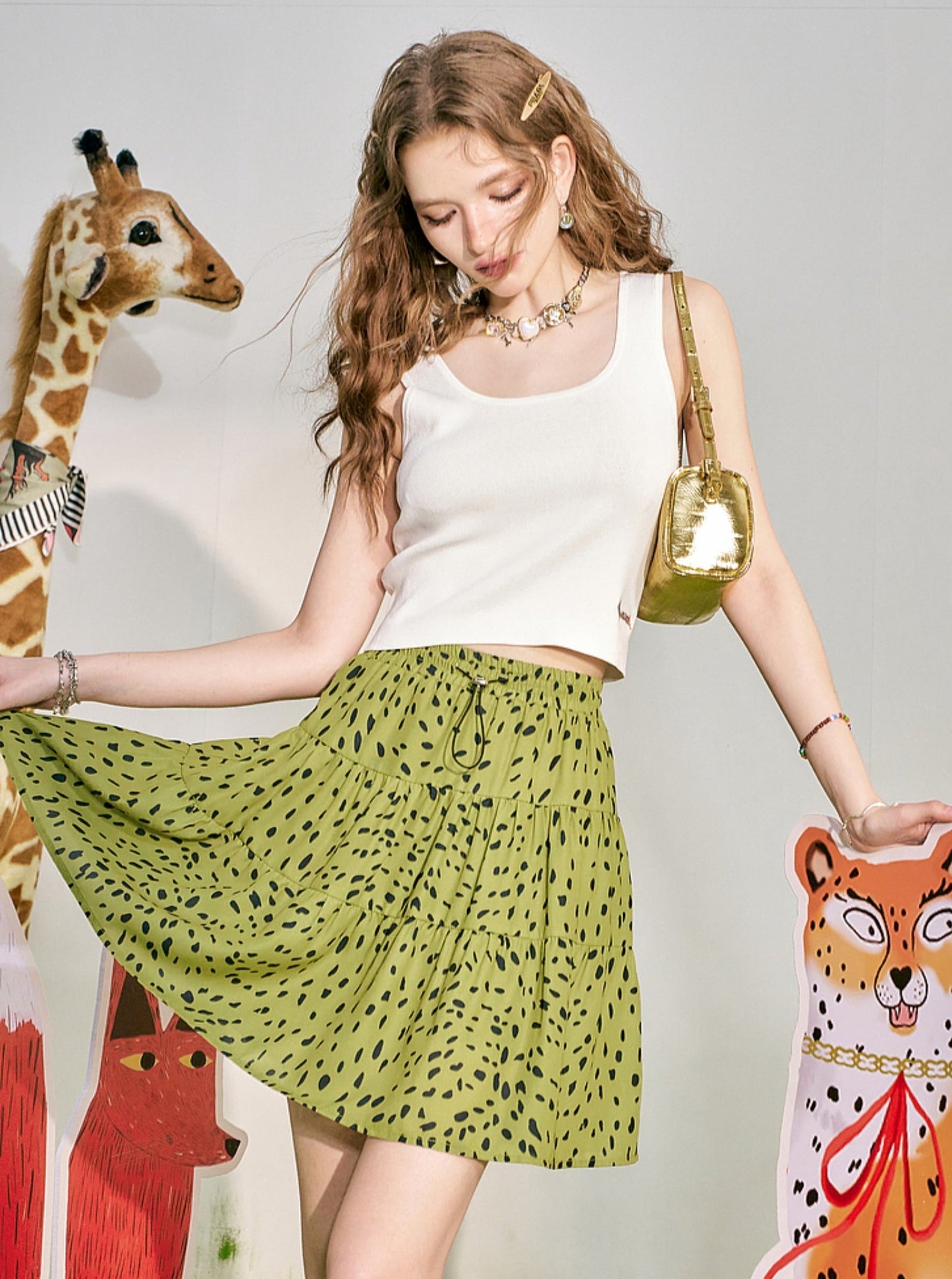 Elasticated Waist Leopard Skirt
