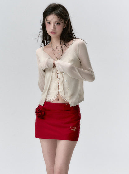 Rose Belt Design Sexy Skirt
