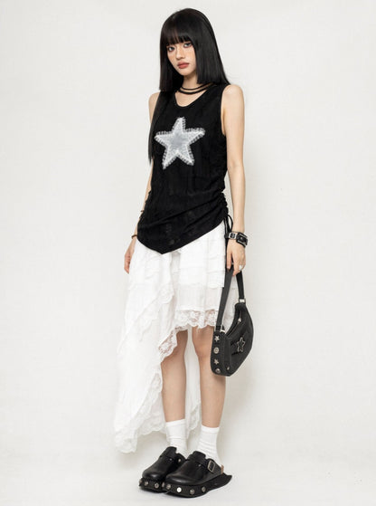 Star Sleeveless Drawstring Vest Top