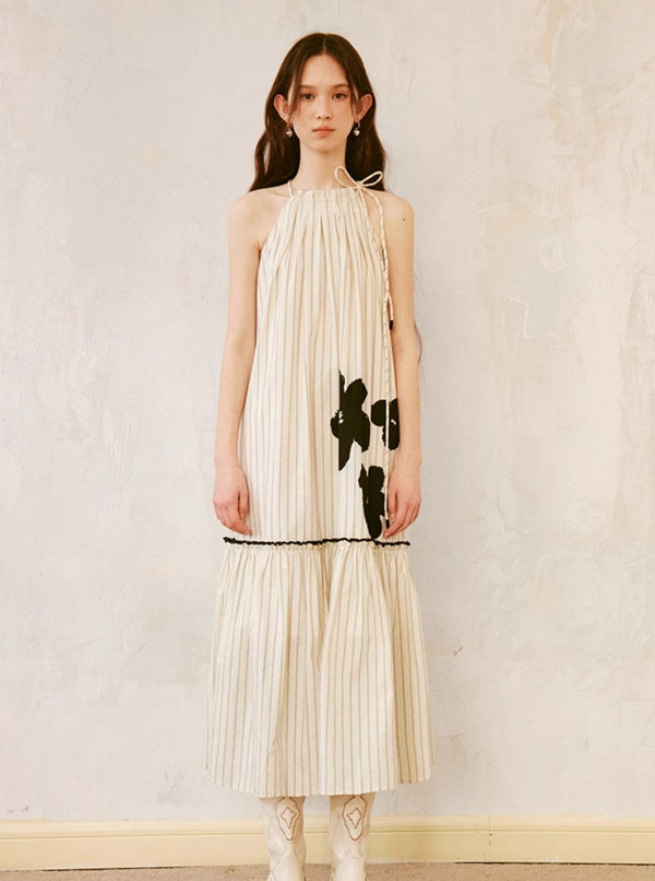 Stripe Hot Silver Print Resort Dress