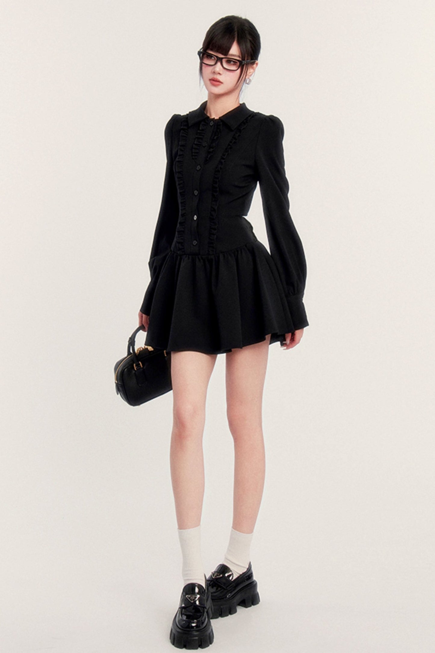 Black Bow Shirt Dress