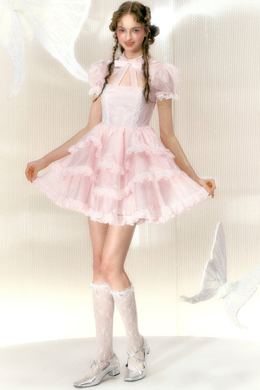 Light Pink Rhinestone Bow Princess Dress