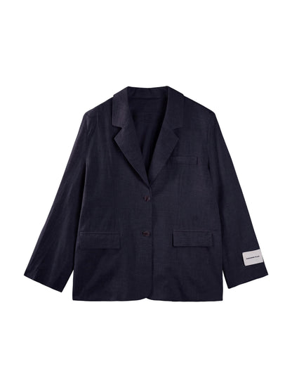 Chic Linen-Cotton Blazer & Wide Leg Pant Set-Up