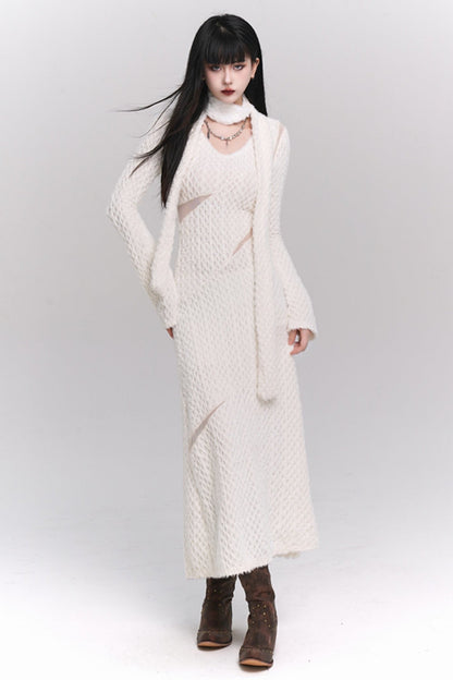 Ghost Girl White Long-sleeved Dress Autumn and Winter Hot Girls Pure Lust Style, High-end Wear, Korean Atmosphere, Early Autumn