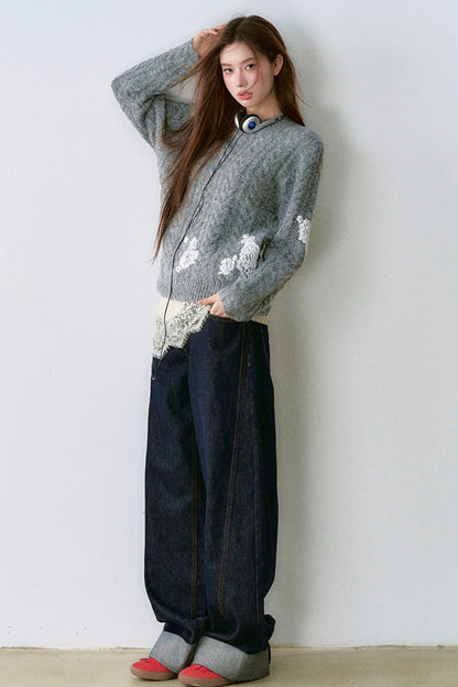 Lace Panel Pullover Sweater