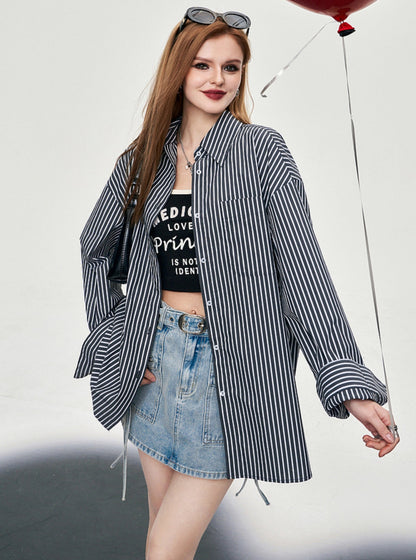 Design Sense Striped Bow Shirt