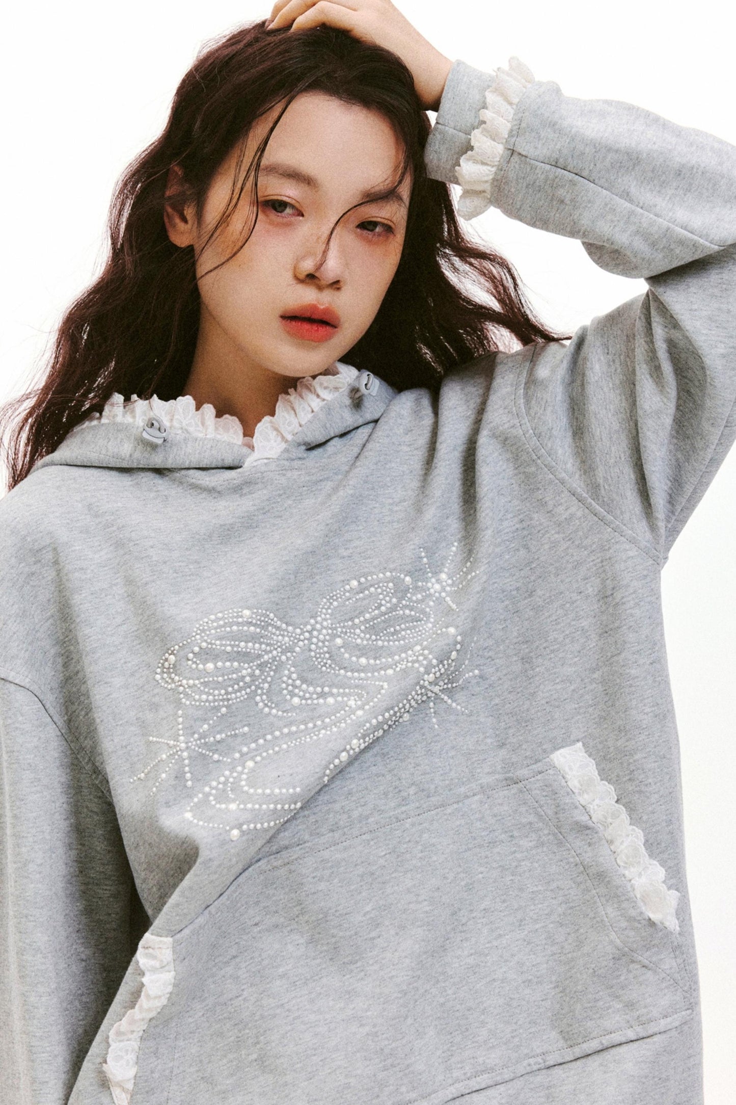 Bow Design Grey Sweatshirt