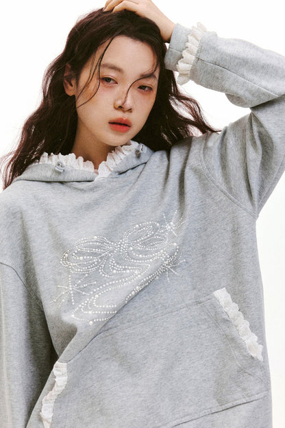 Bow Design Grey Sweatshirt