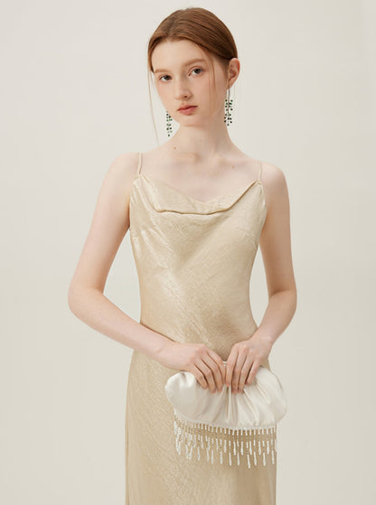 Temperament Neck Acetate Slip Dress