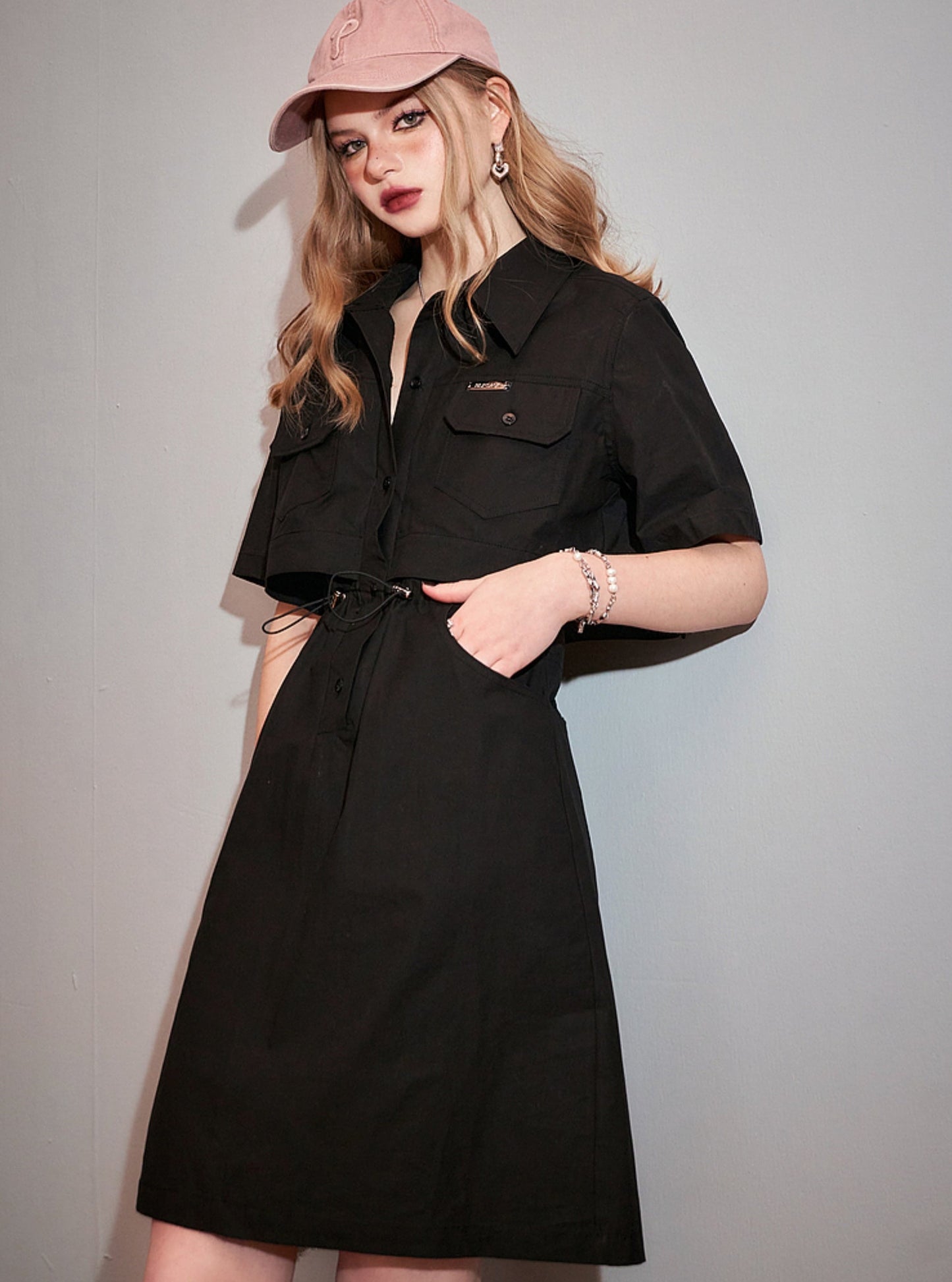 Two-In-One Cargo Shirt Dress