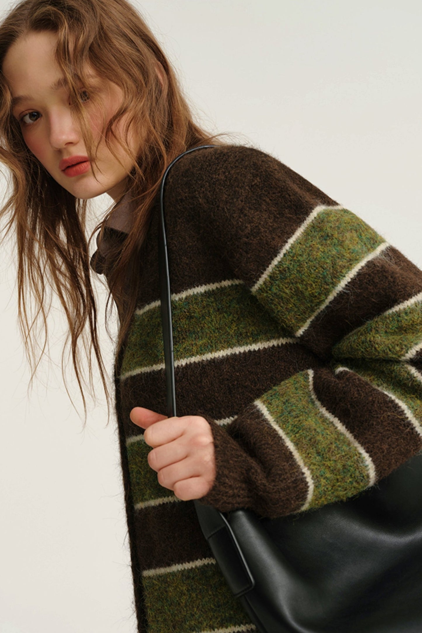 Striped Knitted Wool Cardigan Coat