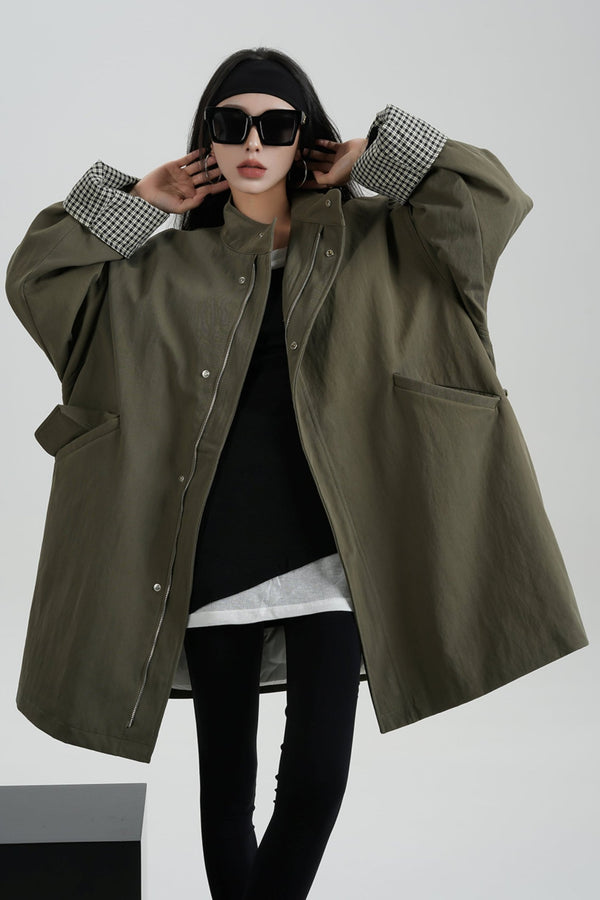 Mid-Length Stand Collar Down Parka Jacket