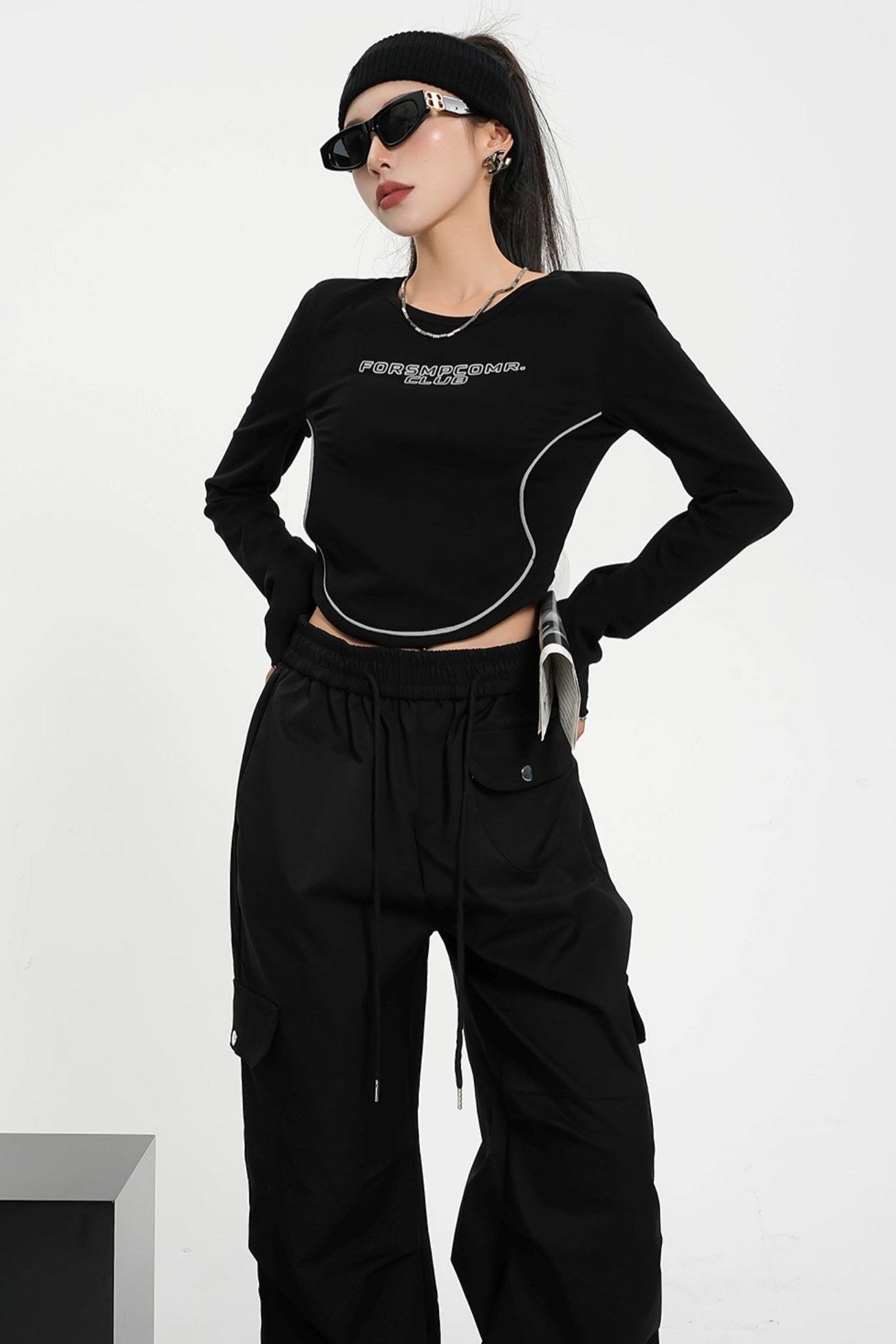 High Waist Long Sleeve Crop Top