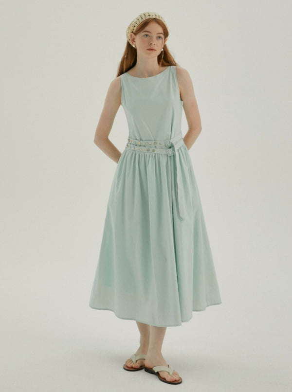 Shell Belt Sleeveless Midi Dress
