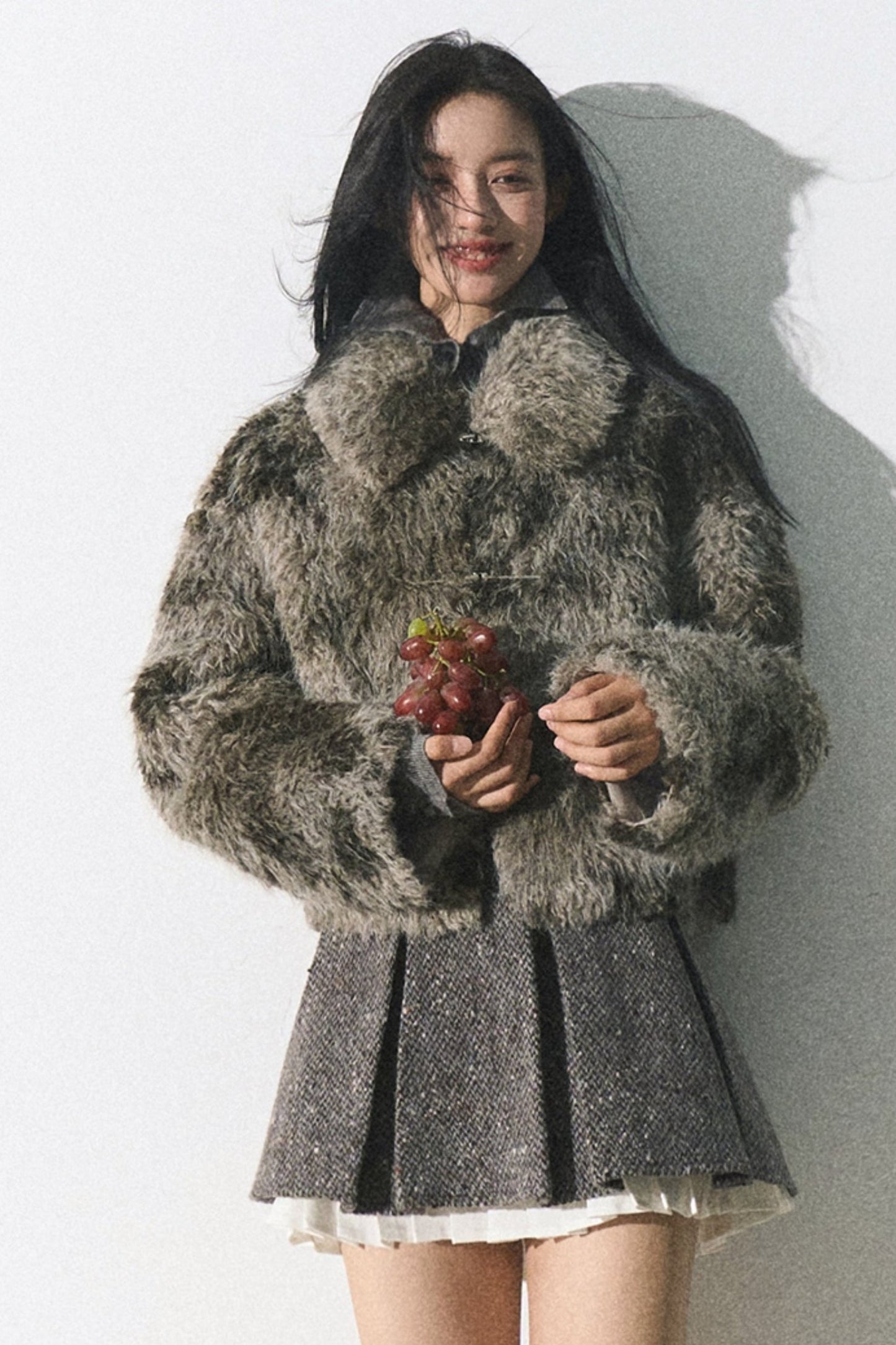 Moss Traces Distressed Fur Crop COAT