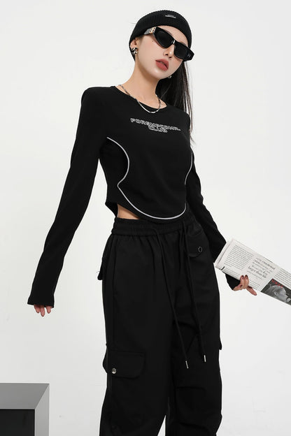 High Waist Long Sleeve Crop Top