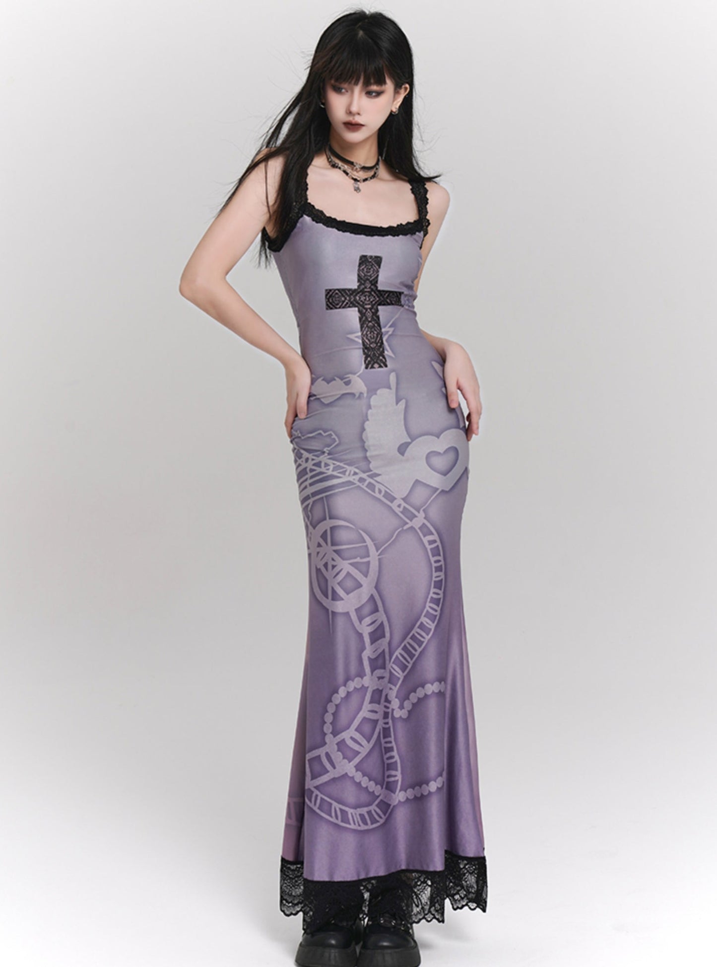 Purple Cinched Waist Slip Dress