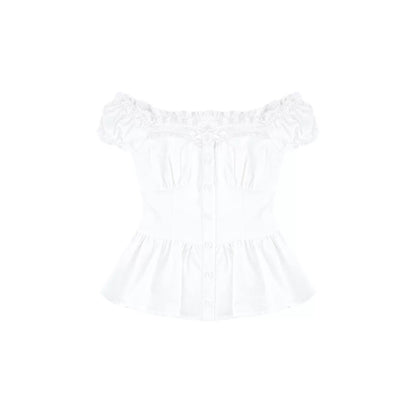 Off-Shoulder Lace Patchwork Set-Up