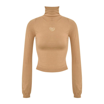 Gold Accent High Neck Knit Top