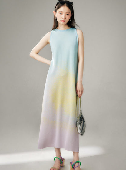 Gradient Ribbed Tencel Maxi Dress