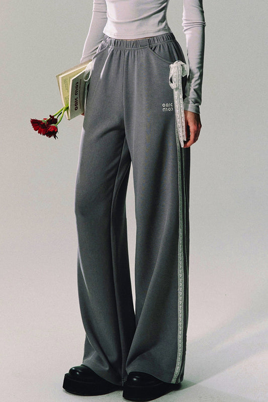 Dewy Garden Mist Grey Wide-Leg Pants