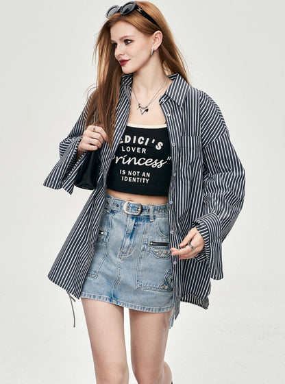 Design Sense Striped Bow Shirt