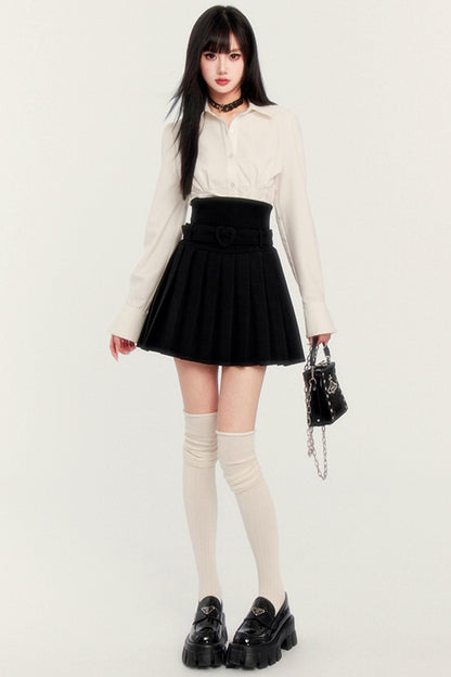 Dark Japanese High Waist Pleated Skirt