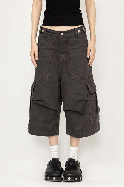 American Retro Style Simple Basic Cropped Pants